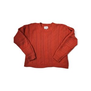 Cynthia Rowley Open-Knit Crewneck Sweater - Rust